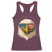 Patriotic Bald Eagle Racerback Tank Top With Sunglasses American Flag Vintage - Wonder Print Shop