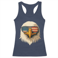 Patriotic Bald Eagle Racerback Tank Top With Sunglasses American Flag Vintage - Wonder Print Shop