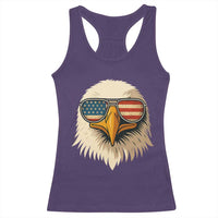 Patriotic Bald Eagle Racerback Tank Top With Sunglasses American Flag Vintage - Wonder Print Shop