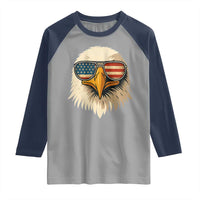 Patriotic Bald Eagle Raglan Shirt With Sunglasses American Flag Vintage - Wonder Print Shop