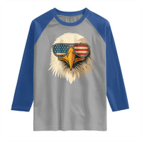 Patriotic Bald Eagle Raglan Shirt With Sunglasses American Flag Vintage - Wonder Print Shop