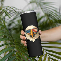 Patriotic Bald Eagle Skinny Tumbler With Sunglasses American Flag Vintage - Wonder Print Shop