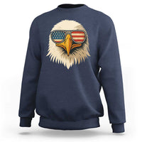 Patriotic Bald Eagle Sweatshirt With Sunglasses American Flag Vintage - Wonder Print Shop