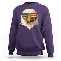Patriotic Bald Eagle Sweatshirt With Sunglasses American Flag Vintage - Wonder Print Shop