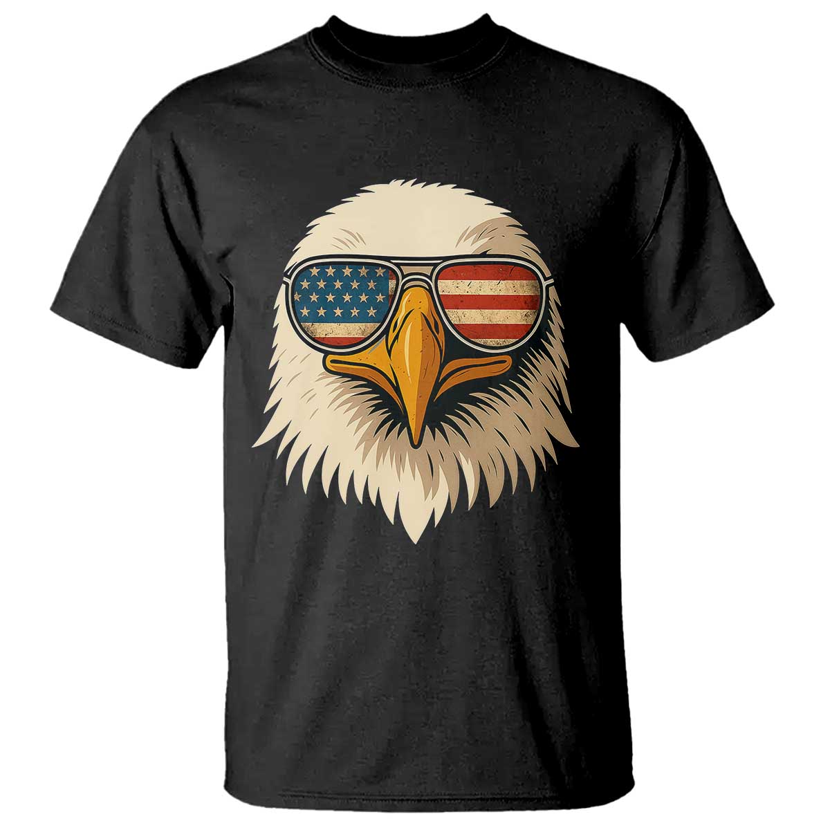 Patriotic Bald Eagle T Shirt With Sunglasses American Flag Vintage - Wonder Print Shop