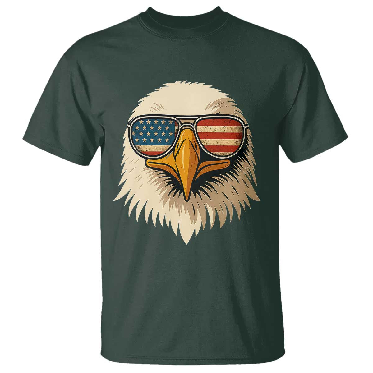 Patriotic Bald Eagle T Shirt With Sunglasses American Flag Vintage - Wonder Print Shop