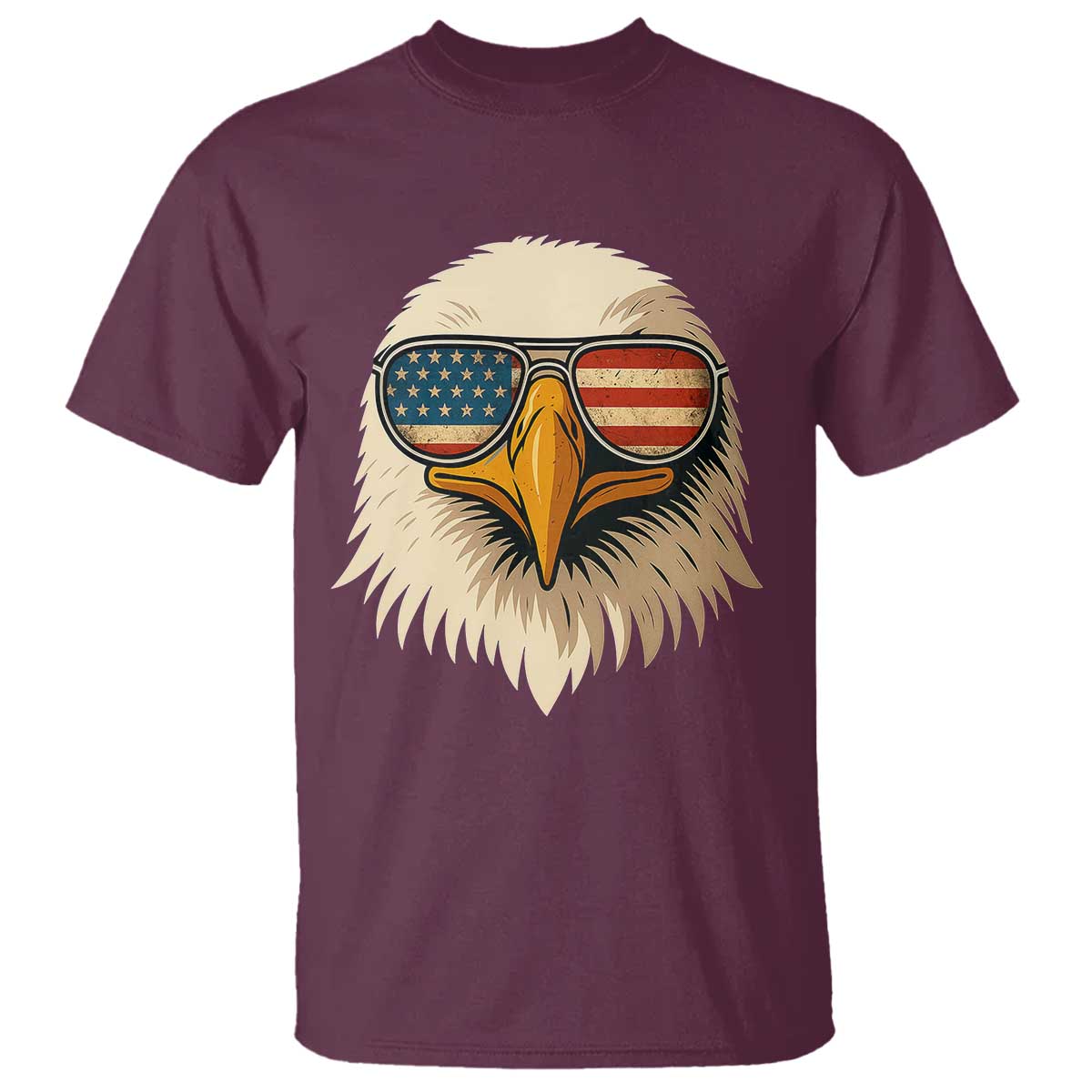Patriotic Bald Eagle T Shirt With Sunglasses American Flag Vintage - Wonder Print Shop