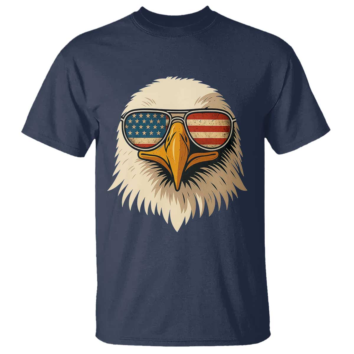 Patriotic Bald Eagle T Shirt With Sunglasses American Flag Vintage - Wonder Print Shop