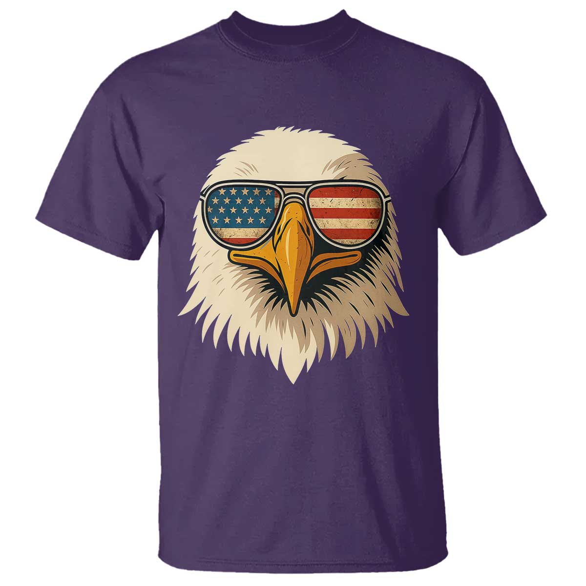 Patriotic Bald Eagle T Shirt With Sunglasses American Flag Vintage - Wonder Print Shop