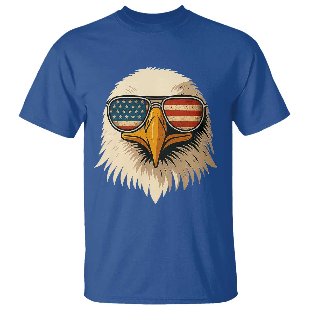 Patriotic Bald Eagle T Shirt With Sunglasses American Flag Vintage - Wonder Print Shop
