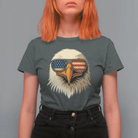 Patriotic Bald Eagle T Shirt For Women With Sunglasses American Flag Vintage - Wonder Print Shop