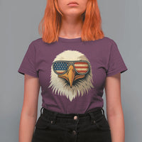 Patriotic Bald Eagle T Shirt For Women With Sunglasses American Flag Vintage - Wonder Print Shop