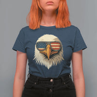 Patriotic Bald Eagle T Shirt For Women With Sunglasses American Flag Vintage - Wonder Print Shop