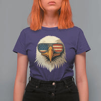 Patriotic Bald Eagle T Shirt For Women With Sunglasses American Flag Vintage - Wonder Print Shop