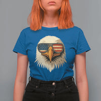 Patriotic Bald Eagle T Shirt For Women With Sunglasses American Flag Vintage - Wonder Print Shop