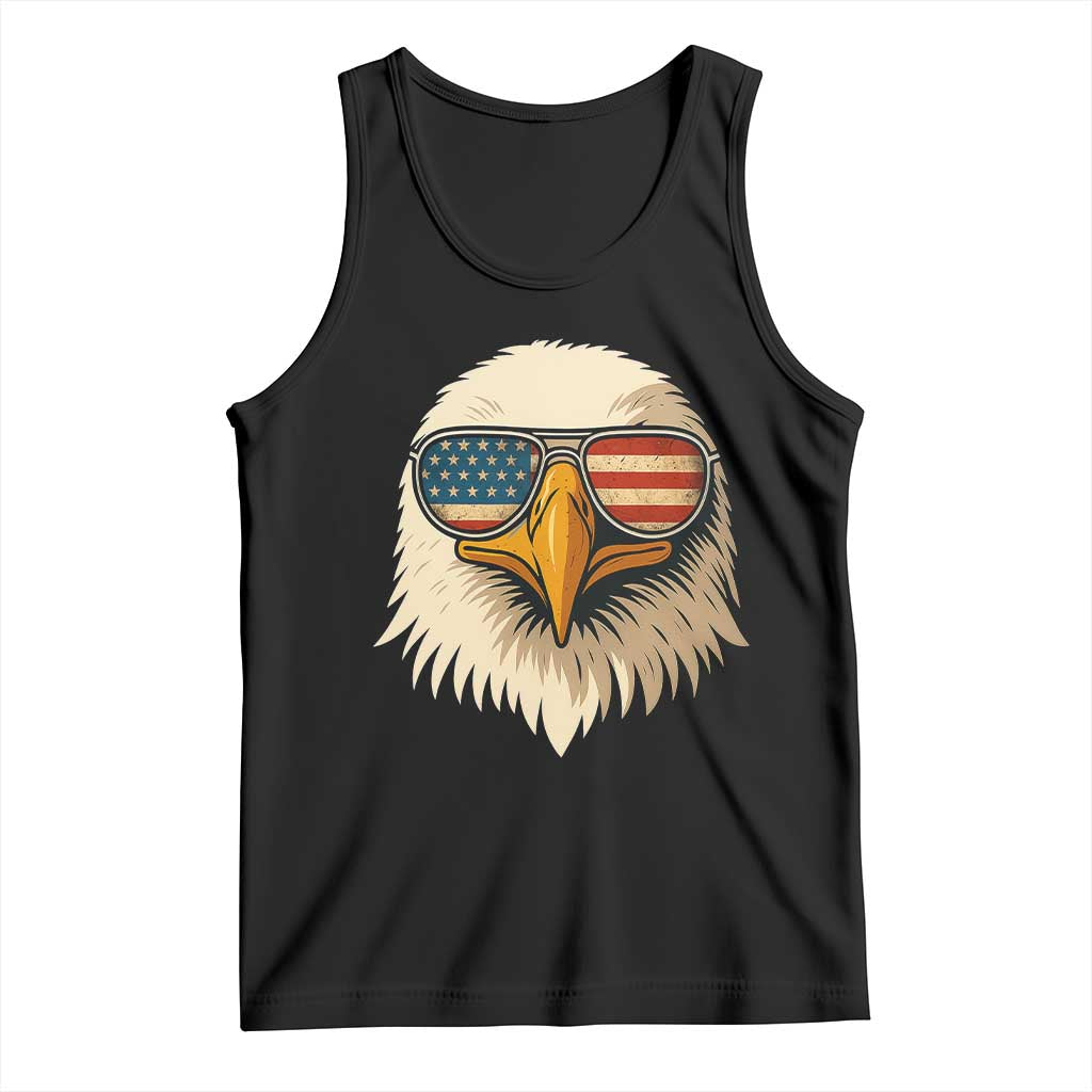 Patriotic Bald Eagle Tank Top With Sunglasses American Flag Vintage - Wonder Print Shop
