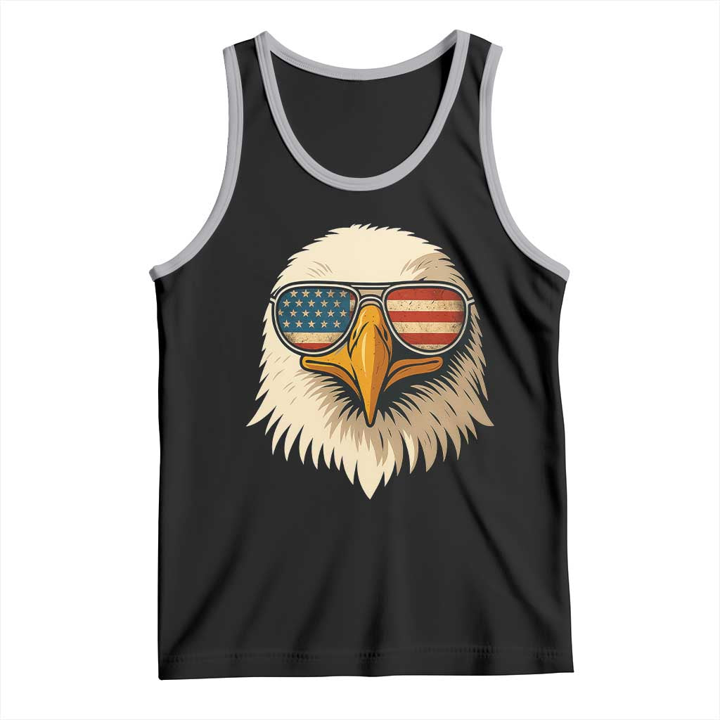 Patriotic Bald Eagle Tank Top With Sunglasses American Flag Vintage - Wonder Print Shop