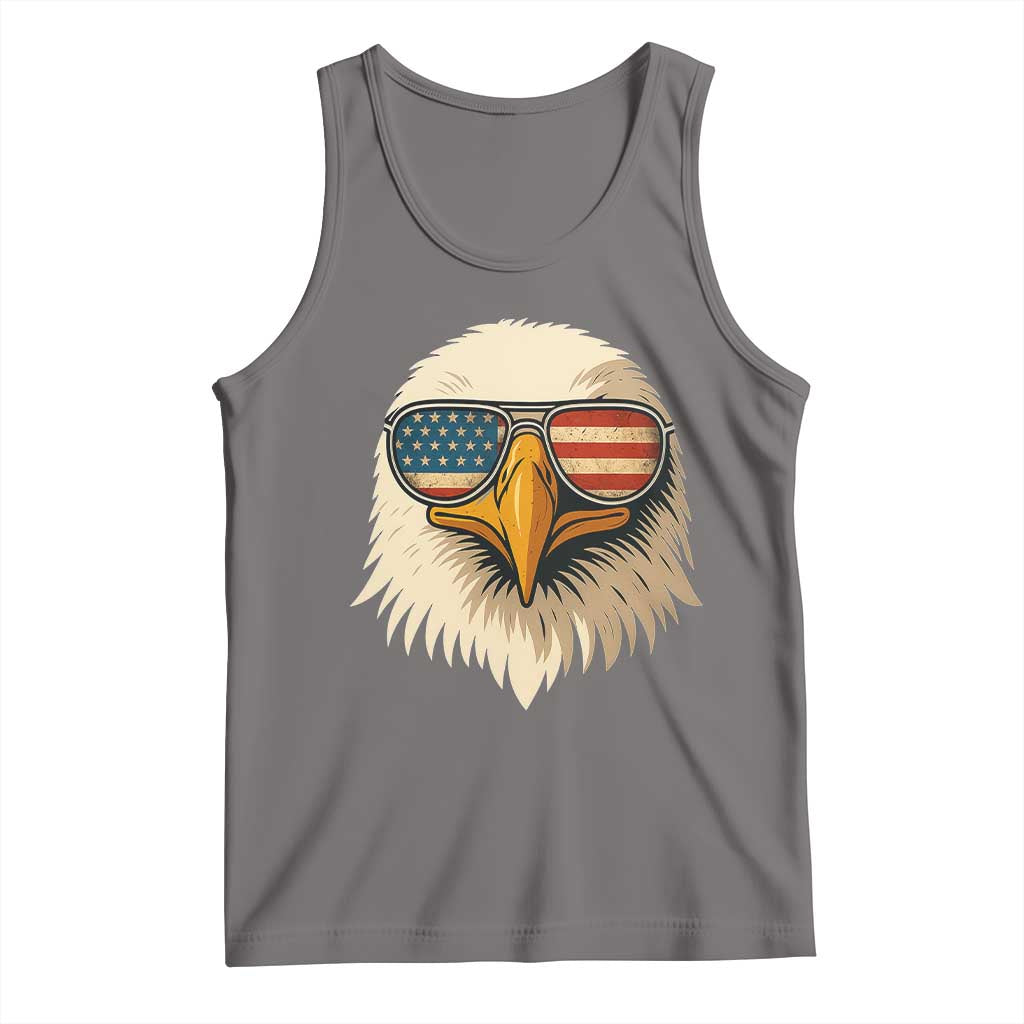 Patriotic Bald Eagle Tank Top With Sunglasses American Flag Vintage - Wonder Print Shop