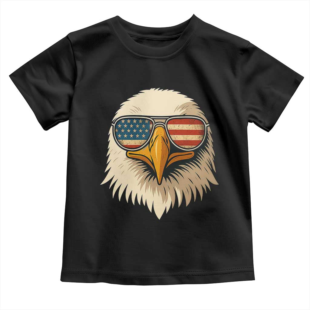 Patriotic Bald Eagle Toddler T Shirt With Sunglasses American Flag Vintage - Wonder Print Shop