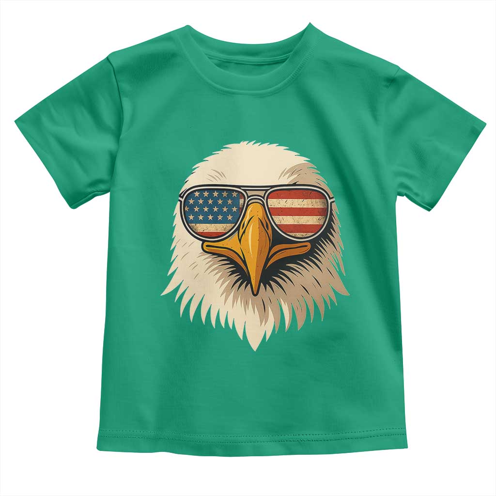Patriotic Bald Eagle Toddler T Shirt With Sunglasses American Flag Vintage - Wonder Print Shop