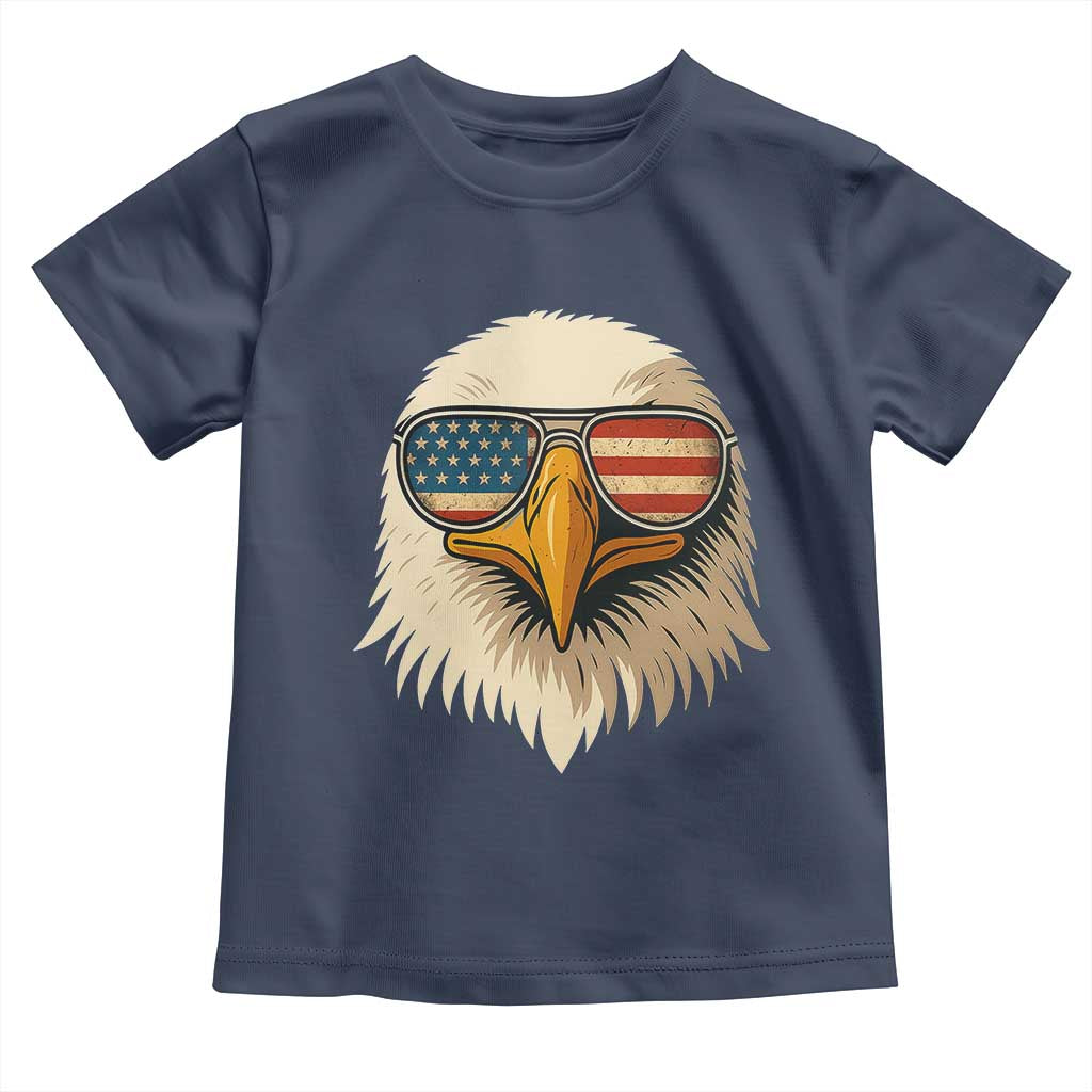 Patriotic Bald Eagle Toddler T Shirt With Sunglasses American Flag Vintage - Wonder Print Shop