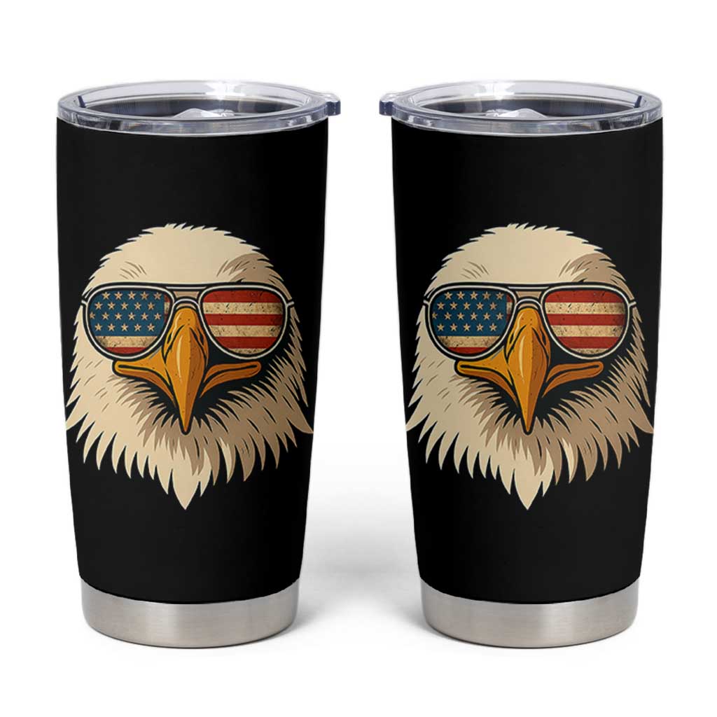 Patriotic Bald Eagle Tumbler Cup With Sunglasses American Flag Vintage - Wonder Print Shop