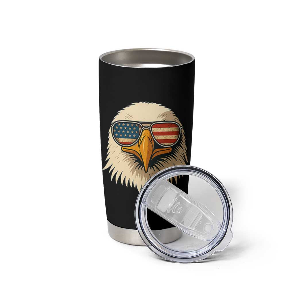 Patriotic Bald Eagle Tumbler Cup With Sunglasses American Flag Vintage - Wonder Print Shop