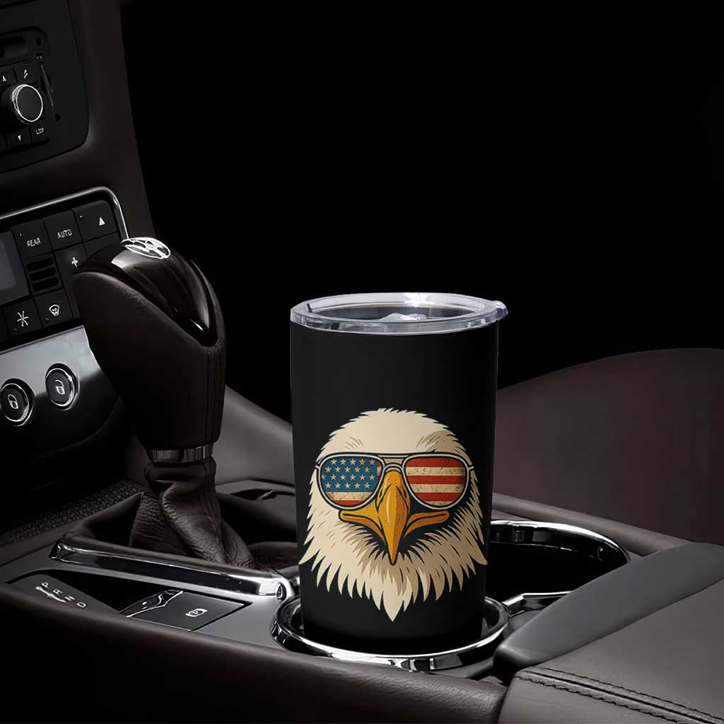 Patriotic Bald Eagle Tumbler Cup With Sunglasses American Flag Vintage - Wonder Print Shop