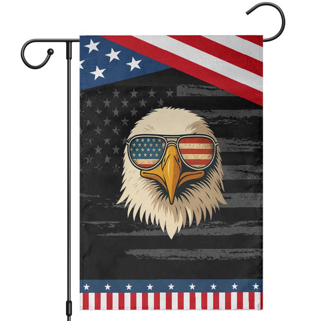 Patriotic Bald Eagle Garden Flag With Sunglasses American Flag Vintage