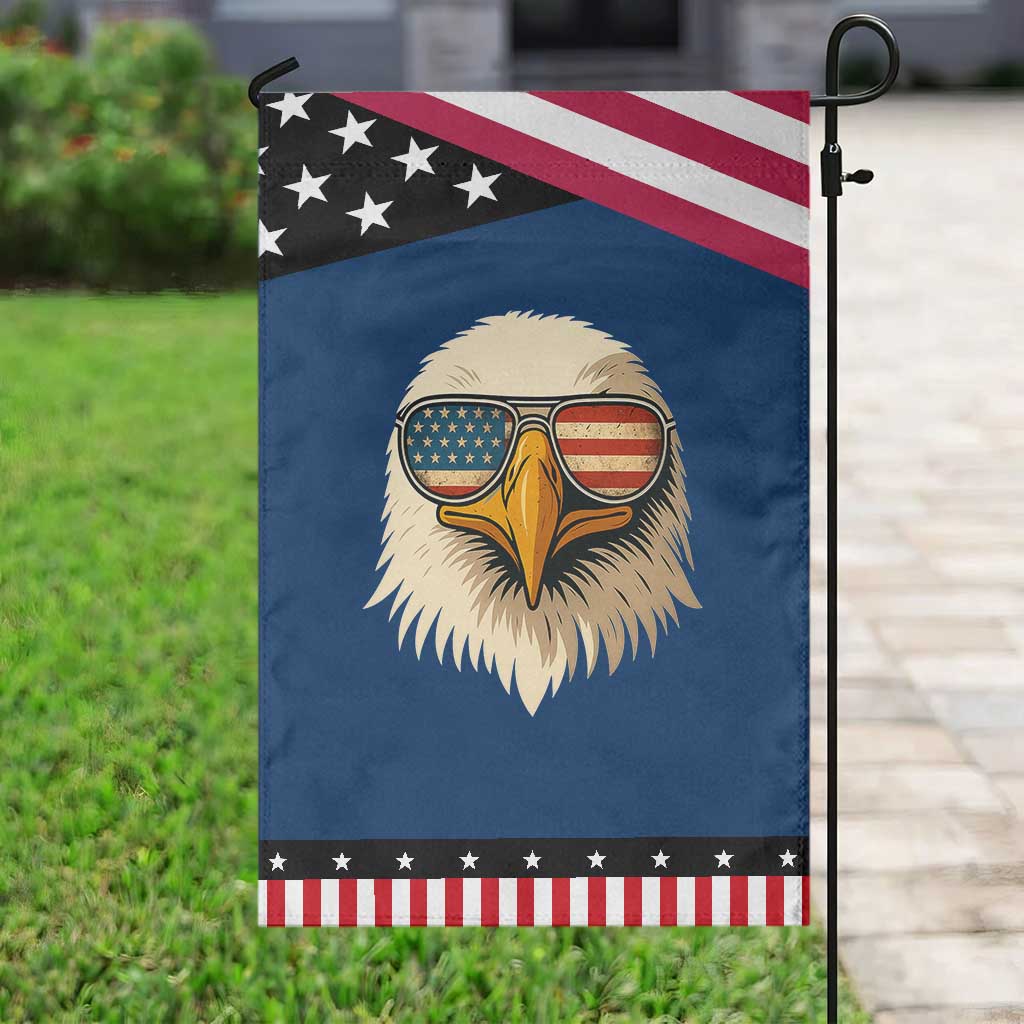 Patriotic Bald Eagle Garden Flag With Sunglasses American Flag Vintage