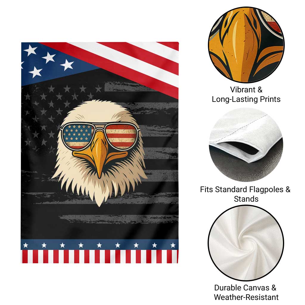 Patriotic Bald Eagle Garden Flag With Sunglasses American Flag Vintage