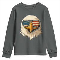 Patriotic Bald Eagle Youth Sweatshirt With Sunglasses American Flag Vintage - Wonder Print Shop