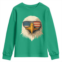 Patriotic Bald Eagle Youth Sweatshirt With Sunglasses American Flag Vintage - Wonder Print Shop