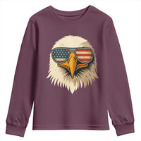 Patriotic Bald Eagle Youth Sweatshirt With Sunglasses American Flag Vintage - Wonder Print Shop