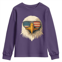 Patriotic Bald Eagle Youth Sweatshirt With Sunglasses American Flag Vintage - Wonder Print Shop