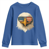 Patriotic Bald Eagle Youth Sweatshirt With Sunglasses American Flag Vintage - Wonder Print Shop
