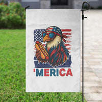 Funny American Eagle Eating Hot Dog Garden Flag 4th Of July Party Patriotic USA Flag - Wonder Print Shop