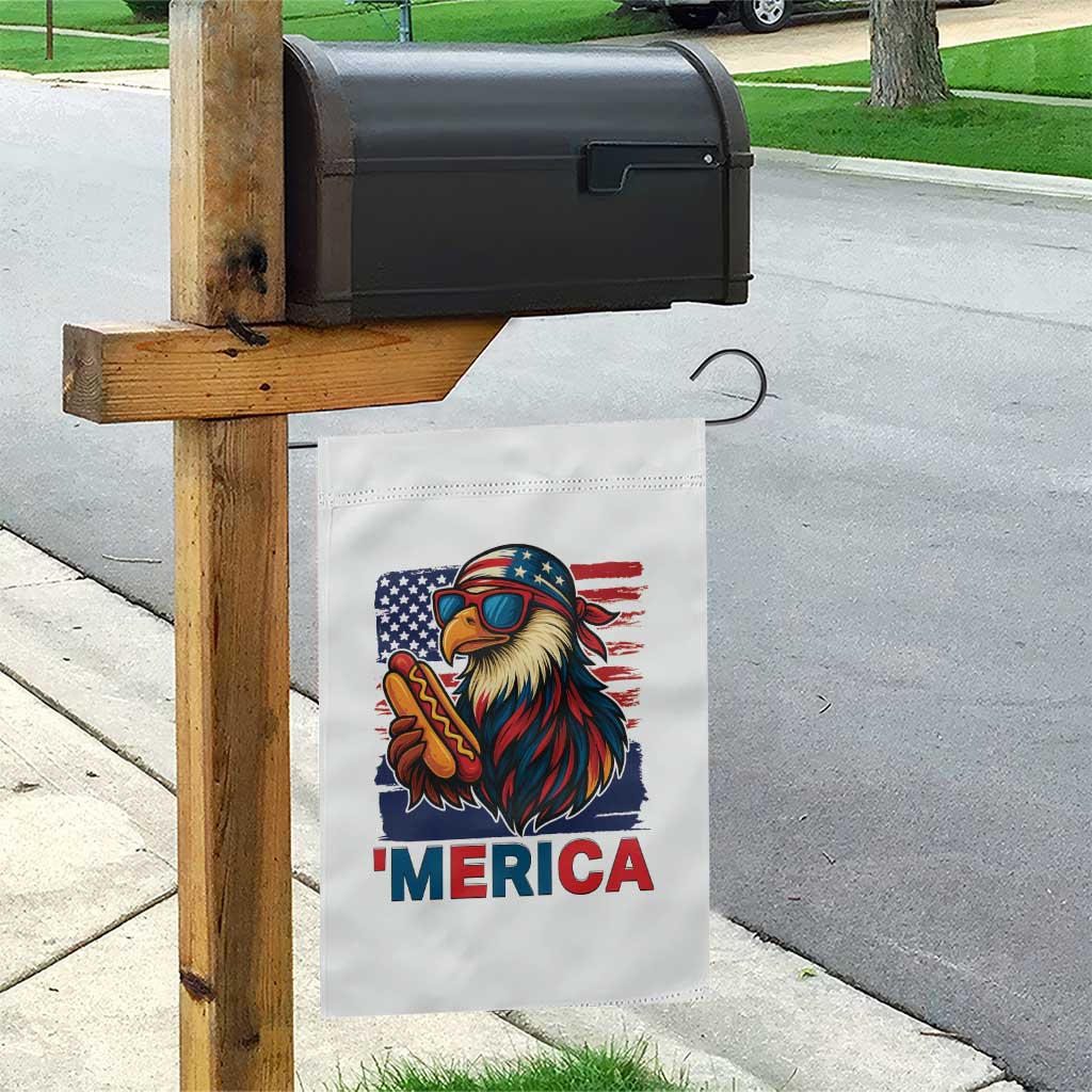 Funny American Eagle Eating Hot Dog Garden Flag 4th Of July Party Patriotic USA Flag - Wonder Print Shop