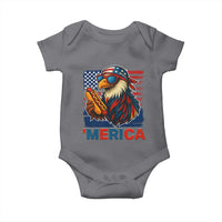 Funny American Eagle Eating Hot Dog Baby Onesie 4th Of July Party Patriotic USA Flag - Wonder Print Shop