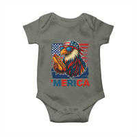 Funny American Eagle Eating Hot Dog Baby Onesie 4th Of July Party Patriotic USA Flag - Wonder Print Shop