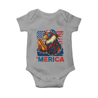 Funny American Eagle Eating Hot Dog Baby Onesie 4th Of July Party Patriotic USA Flag - Wonder Print Shop