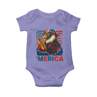 Funny American Eagle Eating Hot Dog Baby Onesie 4th Of July Party Patriotic USA Flag - Wonder Print Shop