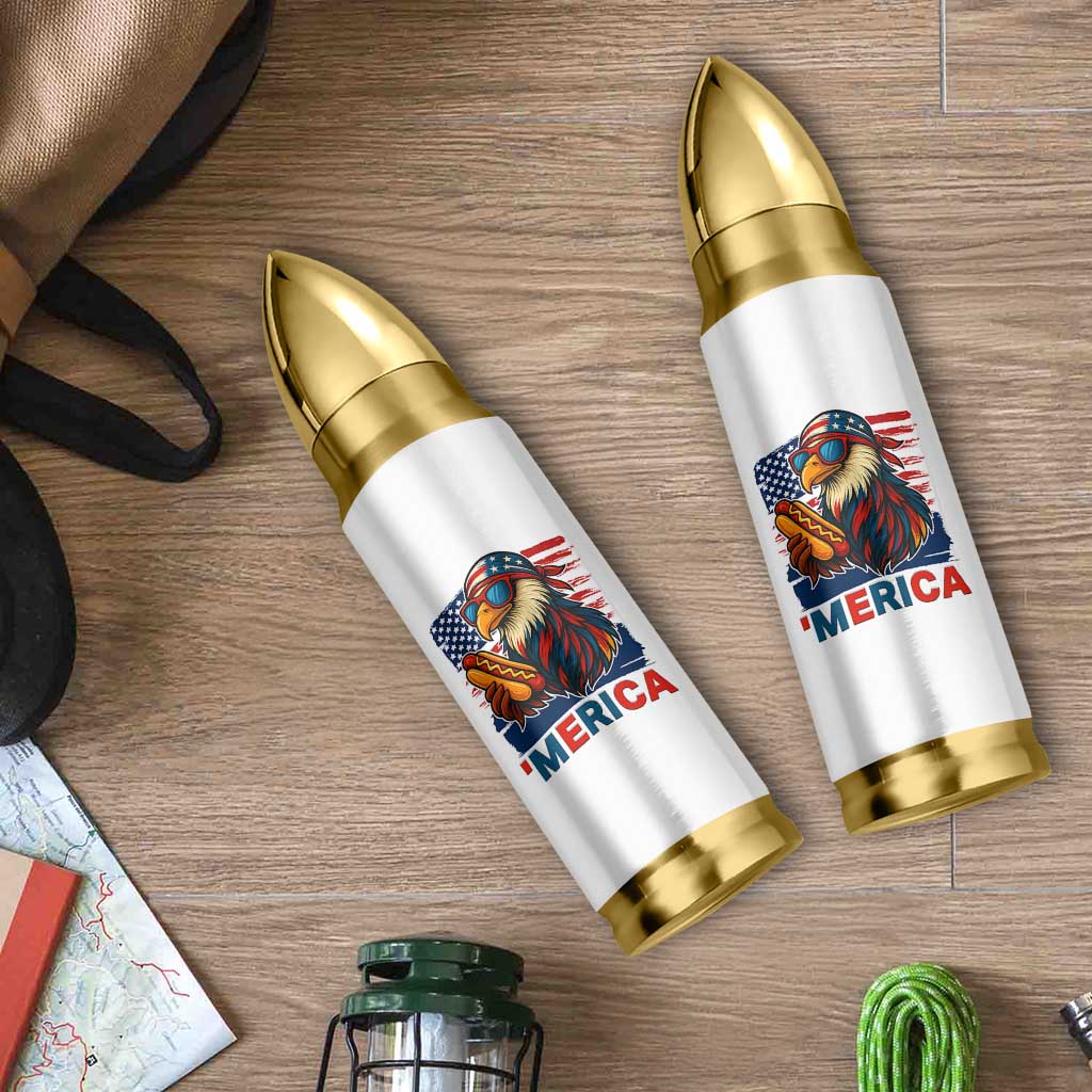Funny American Eagle Eating Hot Dog Bullet Tumbler 4th Of July Party Patriotic USA Flag - Wonder Print Shop