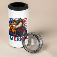 Funny American Eagle Eating Hot Dog 4 in 1 Can Cooler Tumbler 4th Of July Party Patriotic USA Flag - Wonder Print Shop