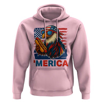 Funny American Eagle Eating Hot Dog Hoodie 4th Of July Party Patriotic USA Flag - Wonder Print Shop