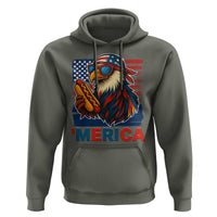 Funny American Eagle Eating Hot Dog Hoodie 4th Of July Party Patriotic USA Flag - Wonder Print Shop
