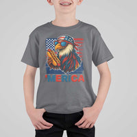 Funny American Eagle Eating Hot Dog T Shirt For Kid 4th Of July Party Patriotic USA Flag - Wonder Print Shop