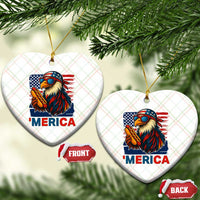 Funny American Eagle Eating Hot Dog Ceramic Ornament 4th Of July Party Patriotic USA Flag - Wonder Print Shop