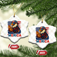 Funny American Eagle Eating Hot Dog Ceramic Ornament 4th Of July Party Patriotic USA Flag - Wonder Print Shop