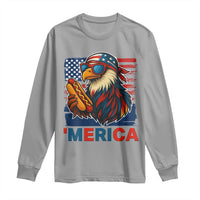 Funny American Eagle Eating Hot Dog Long Sleeve Shirt 4th Of July Party Patriotic USA Flag - Wonder Print Shop